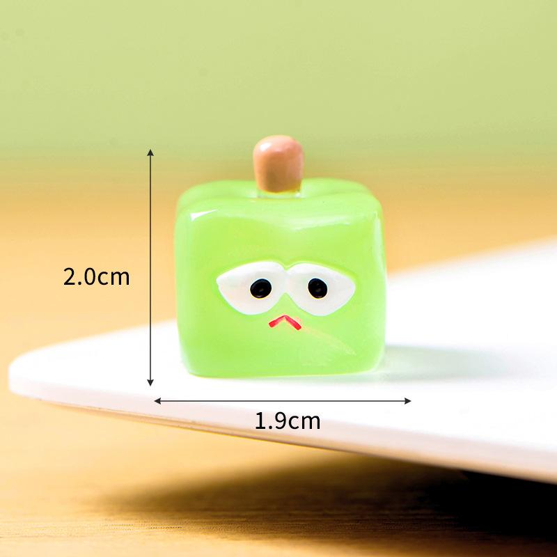 Glow-in-the-dark Fruit Ice Cube Cartoon Cute Luminous Emoticon Square Resin Decorative Desktop Hairpin Accessories