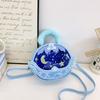 Color Solid Simple Star Moon Print Children Round Shape Crossbody Bag Girl For