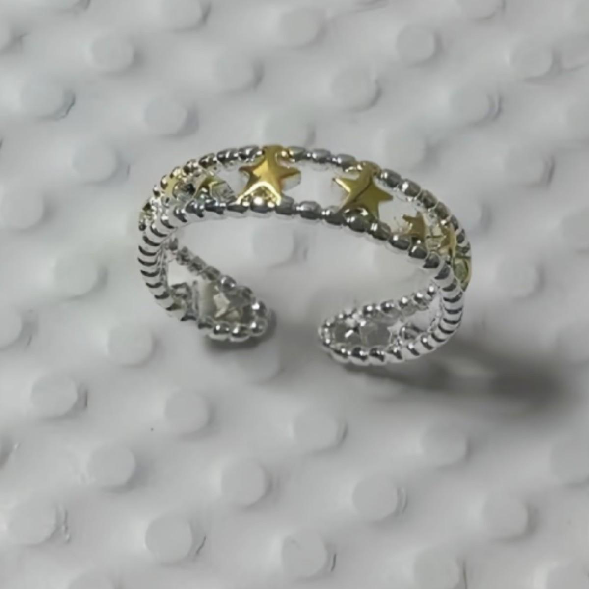 Korean Double Layer Hollow Star Open Ring - Cute Academy Style