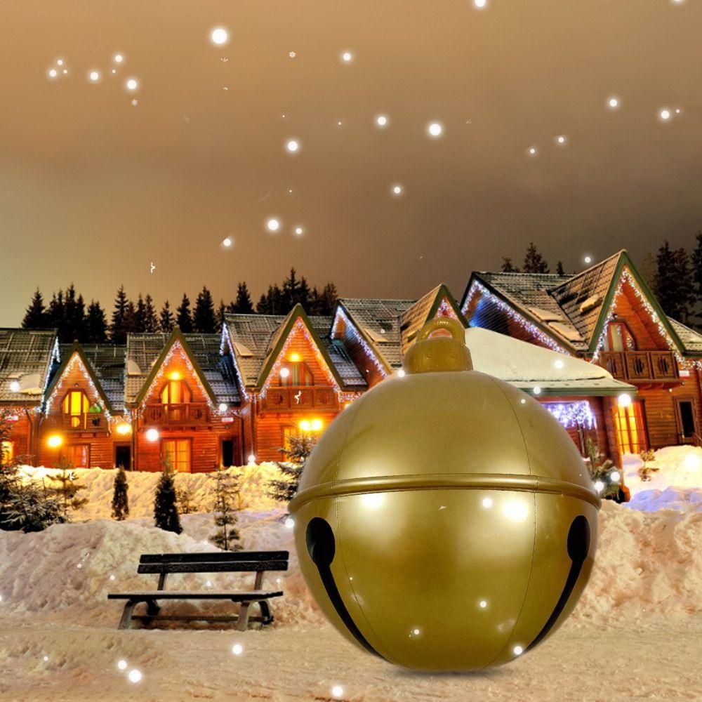 Cartoon Christmas Inflatable Balloon Large Xmas Toy Balls Cartoon Christmas Bell Balloon  New Year