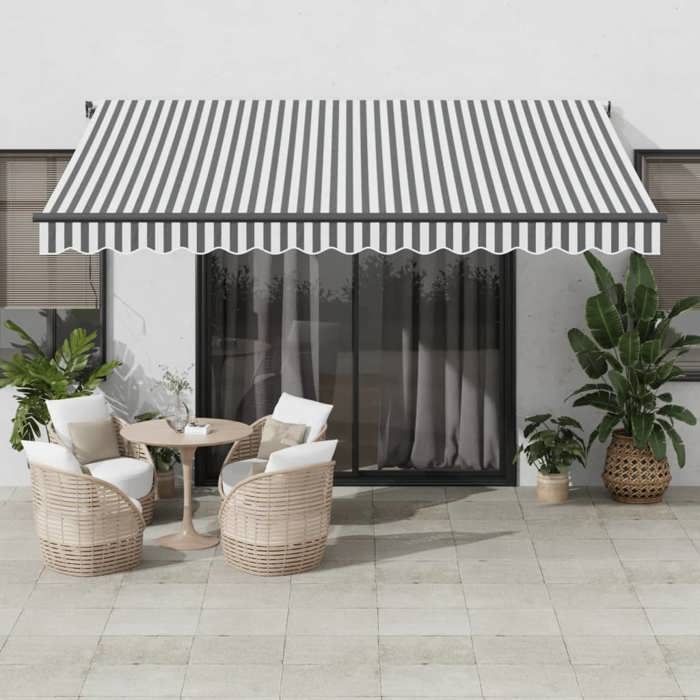 VidaXL Manual Retractable Awning Anthracite and White 400x350 Cm, Awning, Door Awning, Garden Awning, Blind, Awning of 3215808
