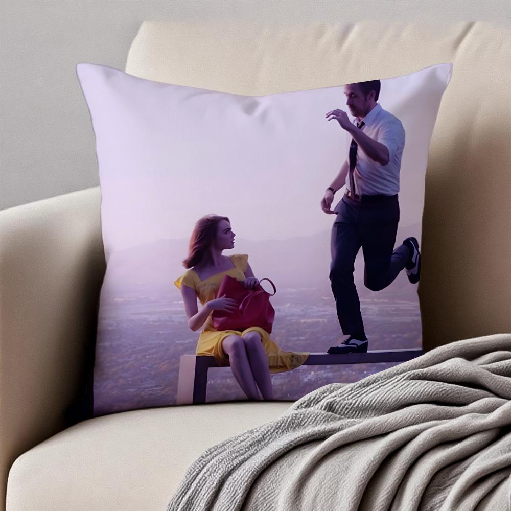 Romantic American Movie LLa La Land Cushion Cover Pillowcase Antidustmite Invisible Zipper Short Plush Sofa Cushion