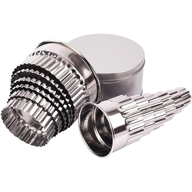12pcs Stainless Steel Cookie , Biscuit Cutter Set , Fluted Edge, Assorted Sizes for Perfect Pastries, Donuts