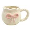 Unique Handcrafted Ceramic Coffee Mug With Bows Accent Water Drinking Cup Kitchen Dining Decoration For Daily Use