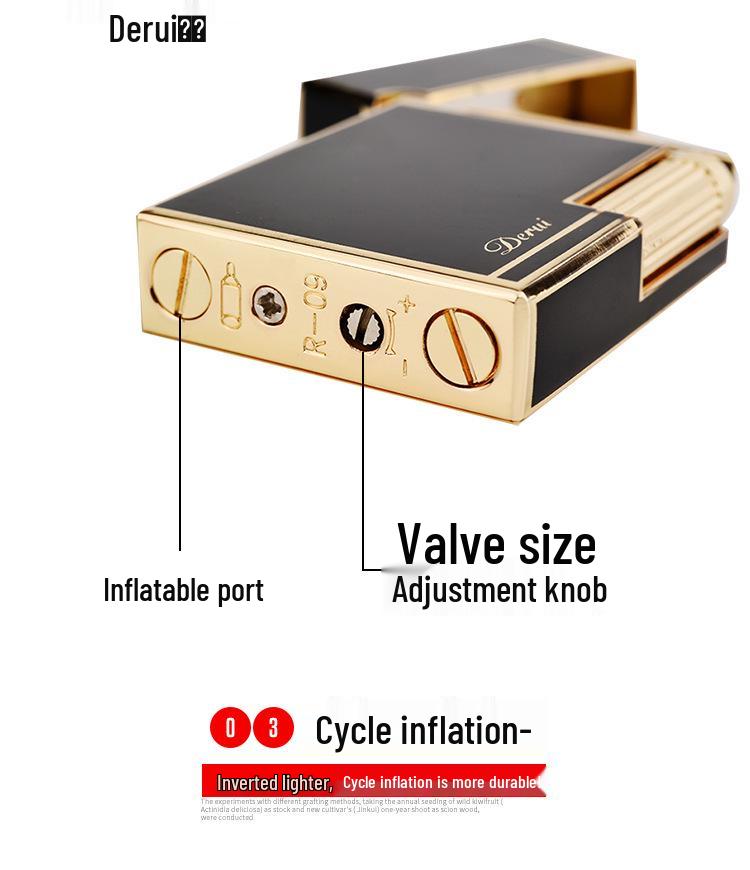 De Rui Creative Steel Shell Flint Lighter - Loud Sound, Open Flame, Inflatable, Side-Sliding, High-End Design