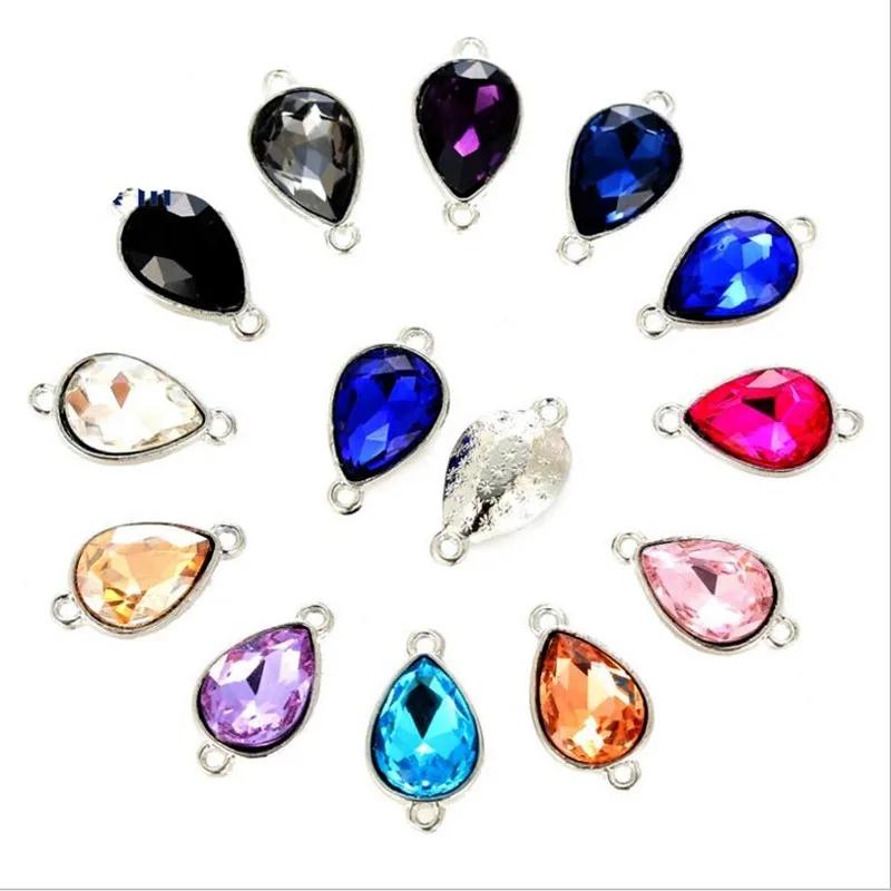 10pcs Crystal Glass Water Drop Charms Connectors for Jewelry Earrings Bracelet Necklace Pendants Making Findings DIY Accessories