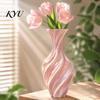 Charmante Heimdekorationsvase 3D-gedruckte Vase, Verdrehtes Wirbeldesign, Minimalistischer Tisch-Pflanztopf zur Stressbewältigung, Hydroponische Blume für Wohnzimmer