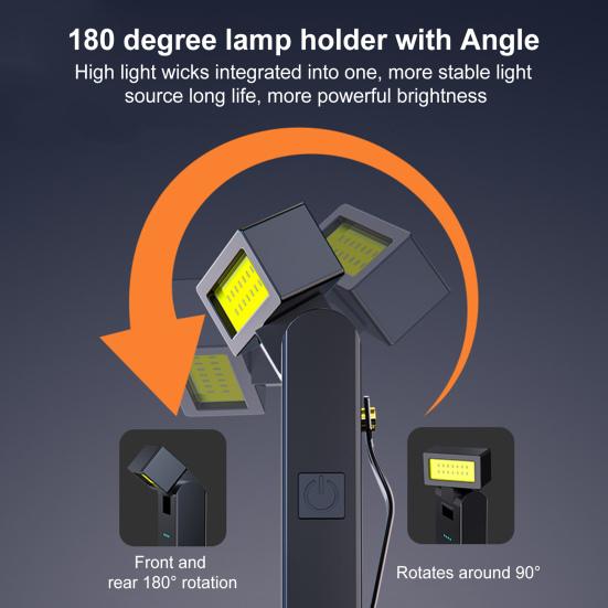 180 Degrees Rotating Mini Flashlight Super Bright Rechargeable Magnetic Portable Work Light Camping Emergency Clip-on Handheld Flash Lamp