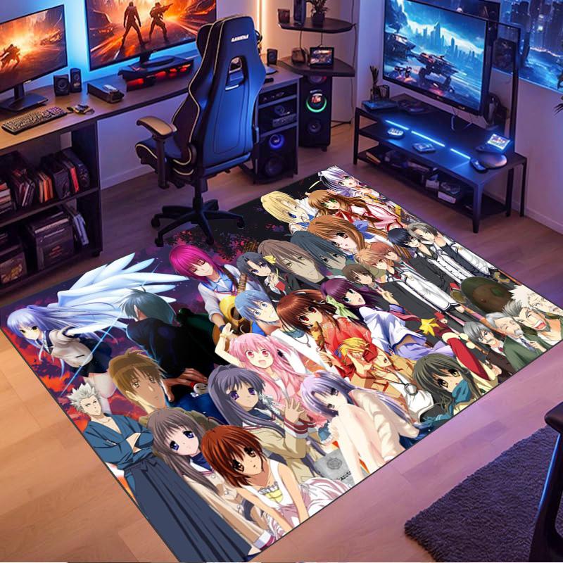 Key Anime Characters Collection Area Rug, Clannad Air Kanon Anime Floor Mat, Non Slip Carpet for Living Room Bedroom, Anime Home Decor Rug