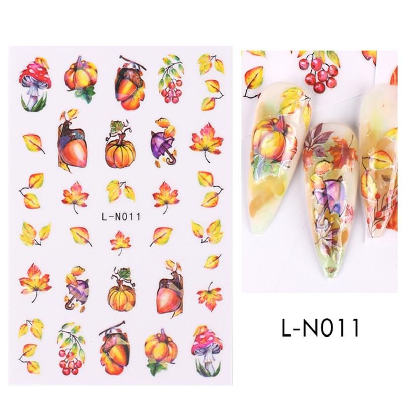 Thanksgiving Nail Decorations 6 Sheets with Maple Leaves and Pumpkins Self Adhesive Nail Art Stickers for Women