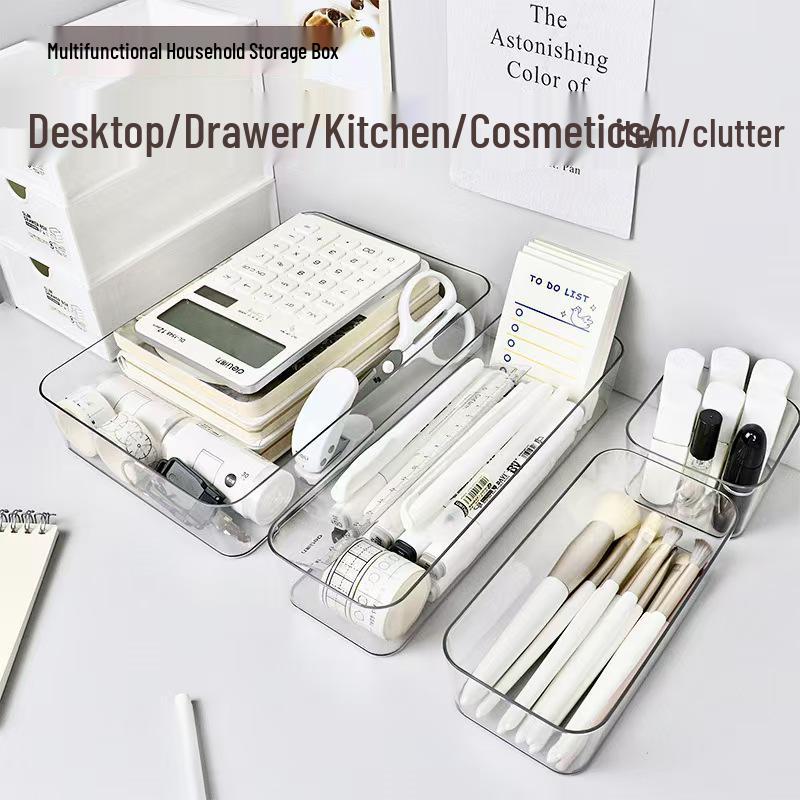 Rectangular Plastic Desk Drawer Organizer Box for Stationery and Pens
