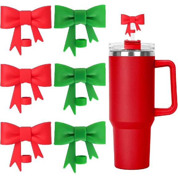 6 Pcs Bow for Stanley Straw Topper, Cute Straw Toppers Silicone Cup Covers Reble Cup Cap Covers Cap 0.4 In/10mm for Stanley 30&40 Oz Tumbler