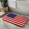 American Flag Striped Bath Mat, Non-Slip Flannel Memory Foam Rug, Patriotic Design for Bathroom Shower Entrance,Machine Washable