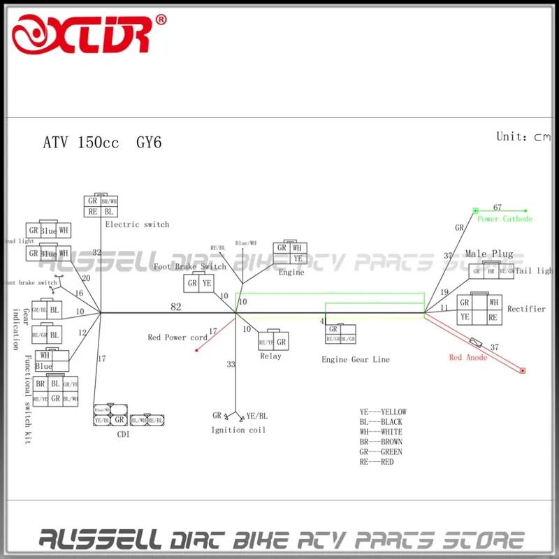ATV Quad GY6 125cc 150cc ELECTRICS Stator Wire Wiring Harness Loom Magneto Ignition Coil CDI Rectifier Solenoid Parts