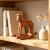 Wooden Rocking Horse Figurine   Pine Wood Desk Ornament for Bookshelves Entryway Cabinet