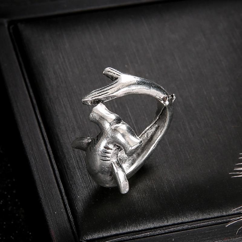 

Vintage Shark Statement Rings For Men Women Adjustable Open Mouth Ring Zircon Gift For Friends resizable