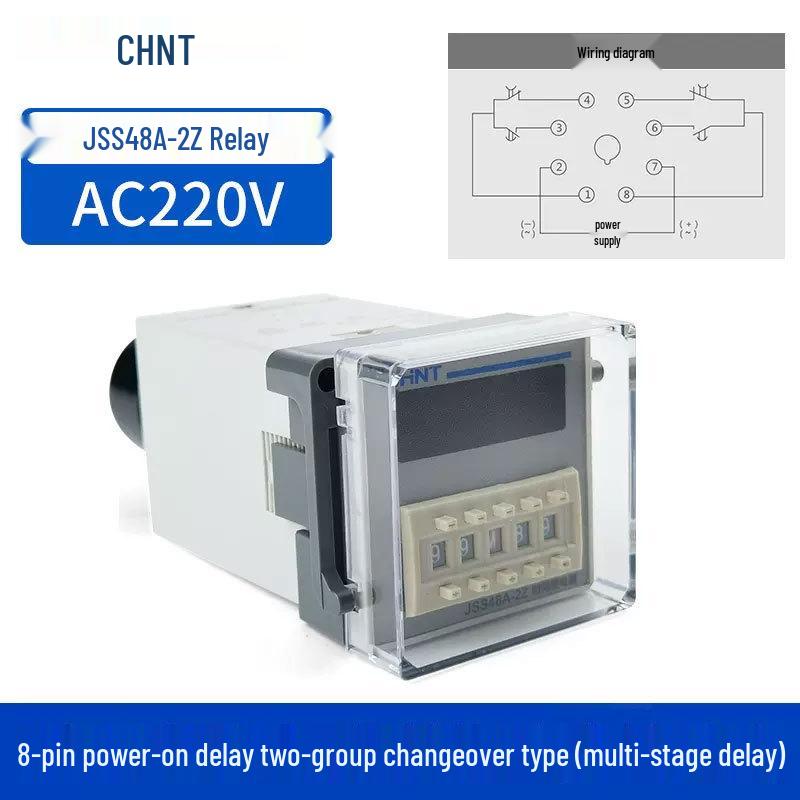 JSS48A-S/2Z Digital Cyclic Time Relay with Display, Energization Delay, AC/DC 24V-48V/220V/380V