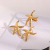 Boucles d'oreilles Anneau Étoile de Mer Style Océanique Été pour Femmes Couleur Or 18K Acier Inoxydable Bijoux de Vacances Quotidiennes Cadeau