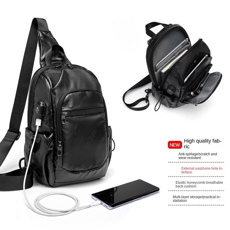 New Waterproof Shoulder Bag Korean Version Messenger Bag Trend Leisure Solid Color Document Bag Soft Men's Bag