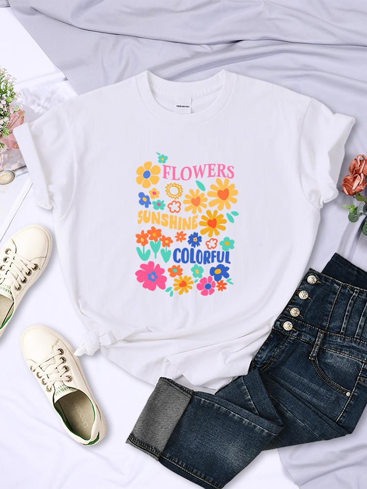 Blumen jeder Art blühen Damen T-Shirts Street Hip Hop Kreativität T-Shirt Kleidung Atmungsaktiv Lässig Damen Kurzarm