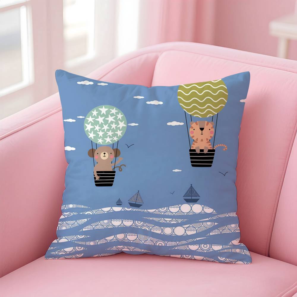 Simple Nordic Modern Anime Pillow Case Safe Custom Photo Pillow, Anti-fade Brushed Fleece Cushion, Maternal & Infant Safe.