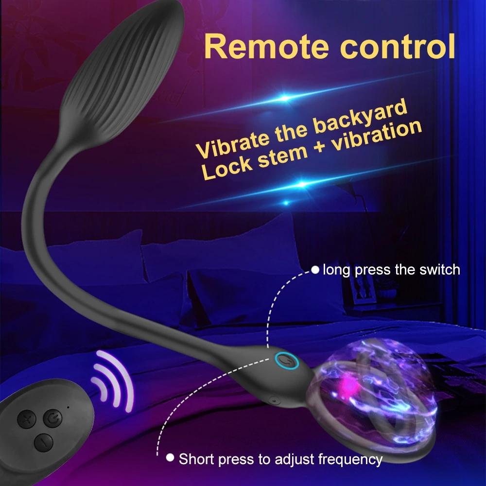 Anal Vibrator for Men Male Delay Ejaculation Ring Buttplug Wireless Prostate Stimulator Massager Cock Rings Sex Toy for Couples