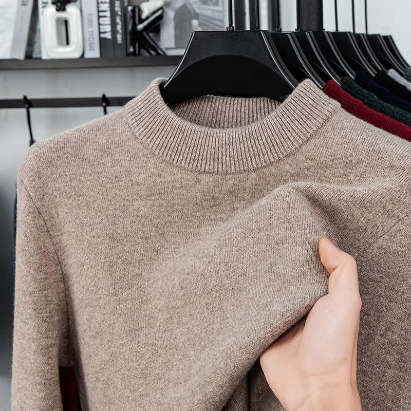 Men's 100% Pure Wool Round Neck Anti-Pilling Warm Pullover Sweater