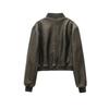 Giacca Autunnale in Ecopelle da Donna Stile Slim-fit Cappotto Ampio per il Lavoro Verde Premium