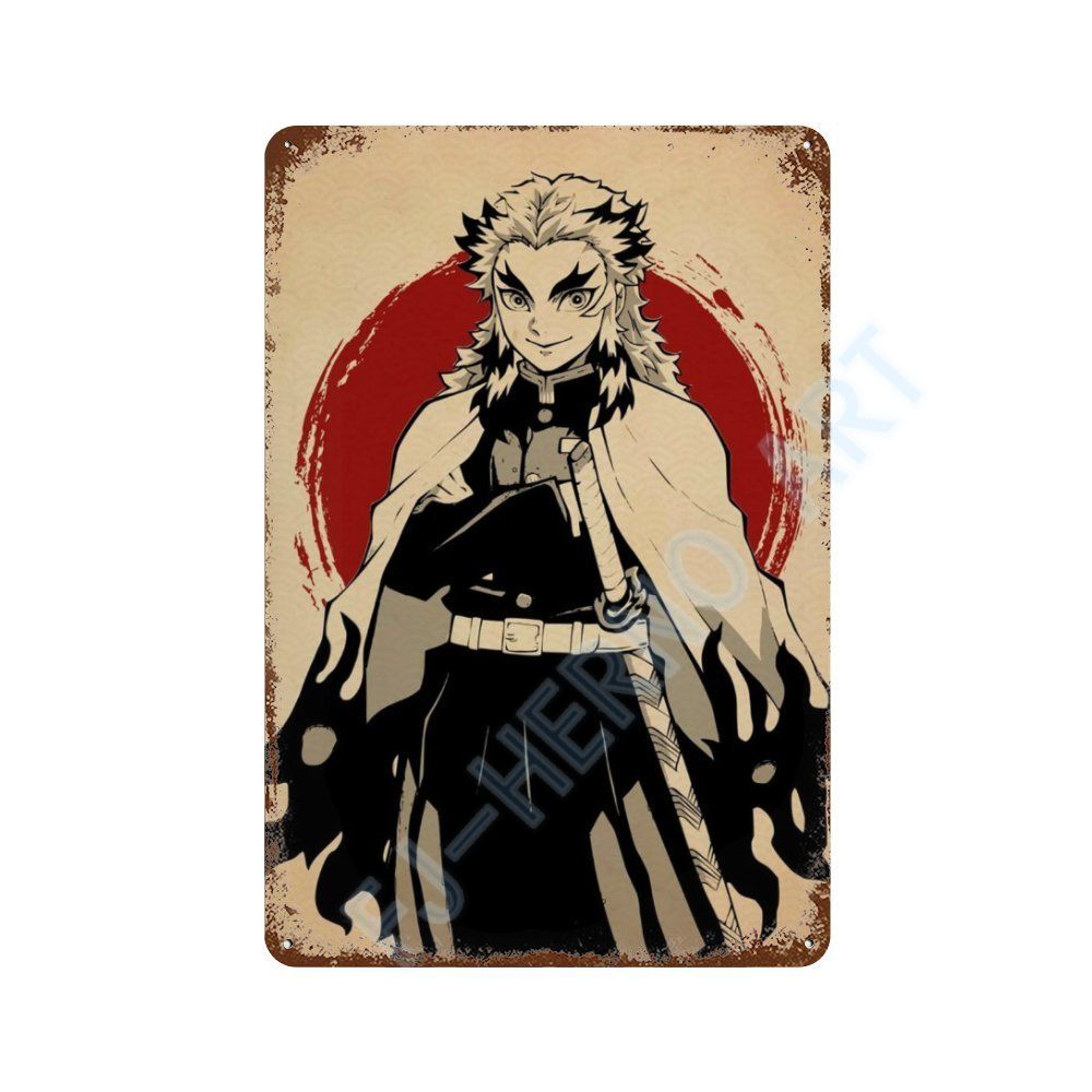 Japan Retro Anime Demon Slayer My Hero Academia Jujutsu Kaisen Metal Tin Sign Plaque Wall Art Home Kids Room Decorative Plates