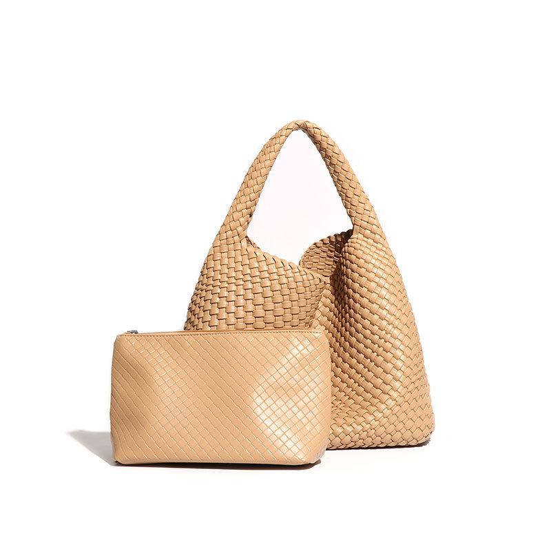 Pure Hand-woven Women's Bags, Large-capacity Shoulder Handbags, Fashionable and Versatile Underarm Bags, Exquisite and Simple