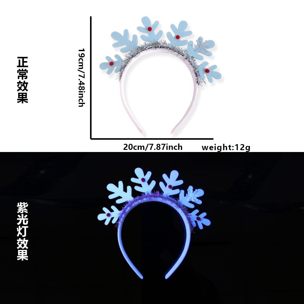 Snowman Hair Hoop Glowing Christmas Tree Hair Hoop Fluorescent Glowing Headband Lightweight Christmas Headband For School Events