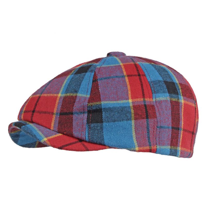 

Осенне-зимний унисекс клетчатый берет Newsboy - шерстяная шляпа в британском стиле ретро One Size 56-58cm