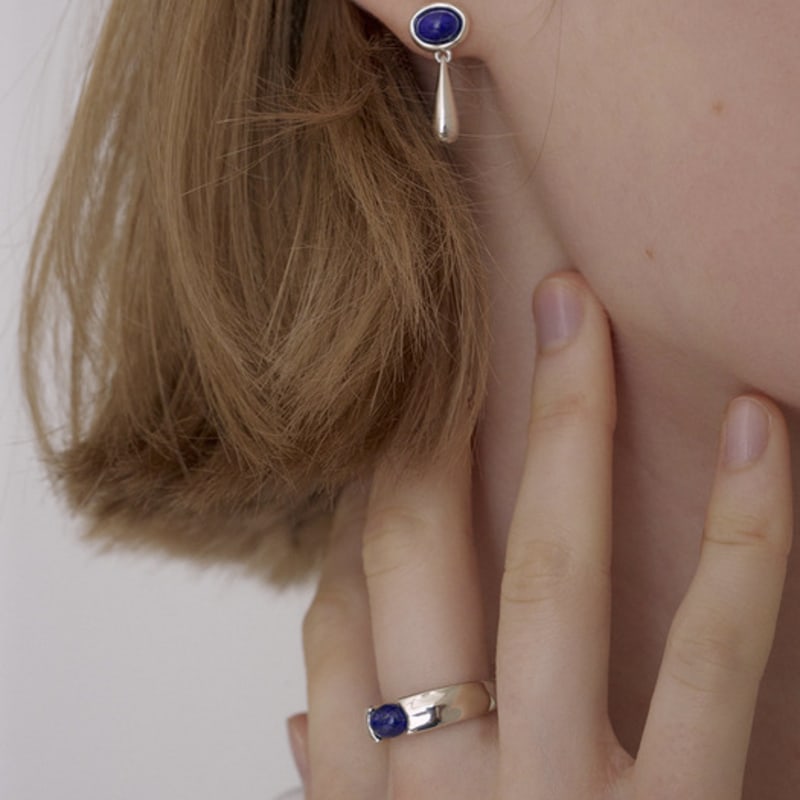 

ovbeige [VEI] 925silver STONE BOLD RING_LAPIS LAZULI GOLD