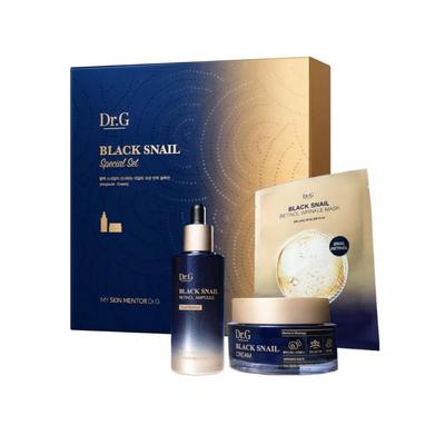 Black Snail Retinol 3-Piece Gift Set (Cream 50ml + Ampoule 50ml + Sheet Mask) – Repairing & Firming Anti-Aging Set