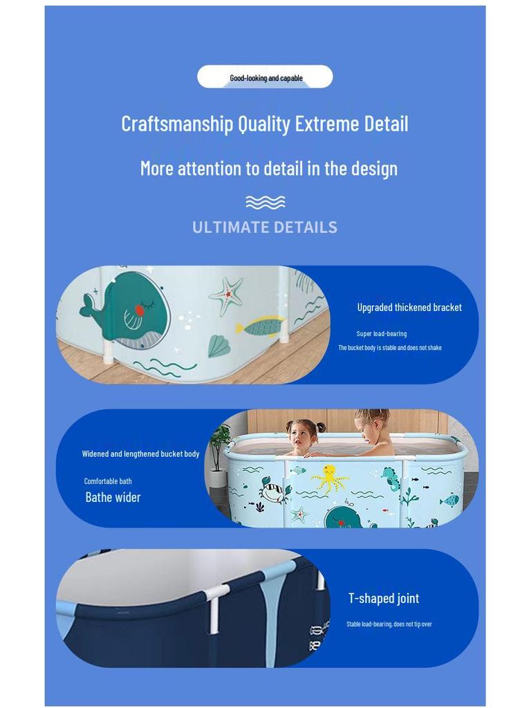 Portable Folding Bathtub for Adults & Children - Full Body Shower Bucket for Autumn/Winter Use