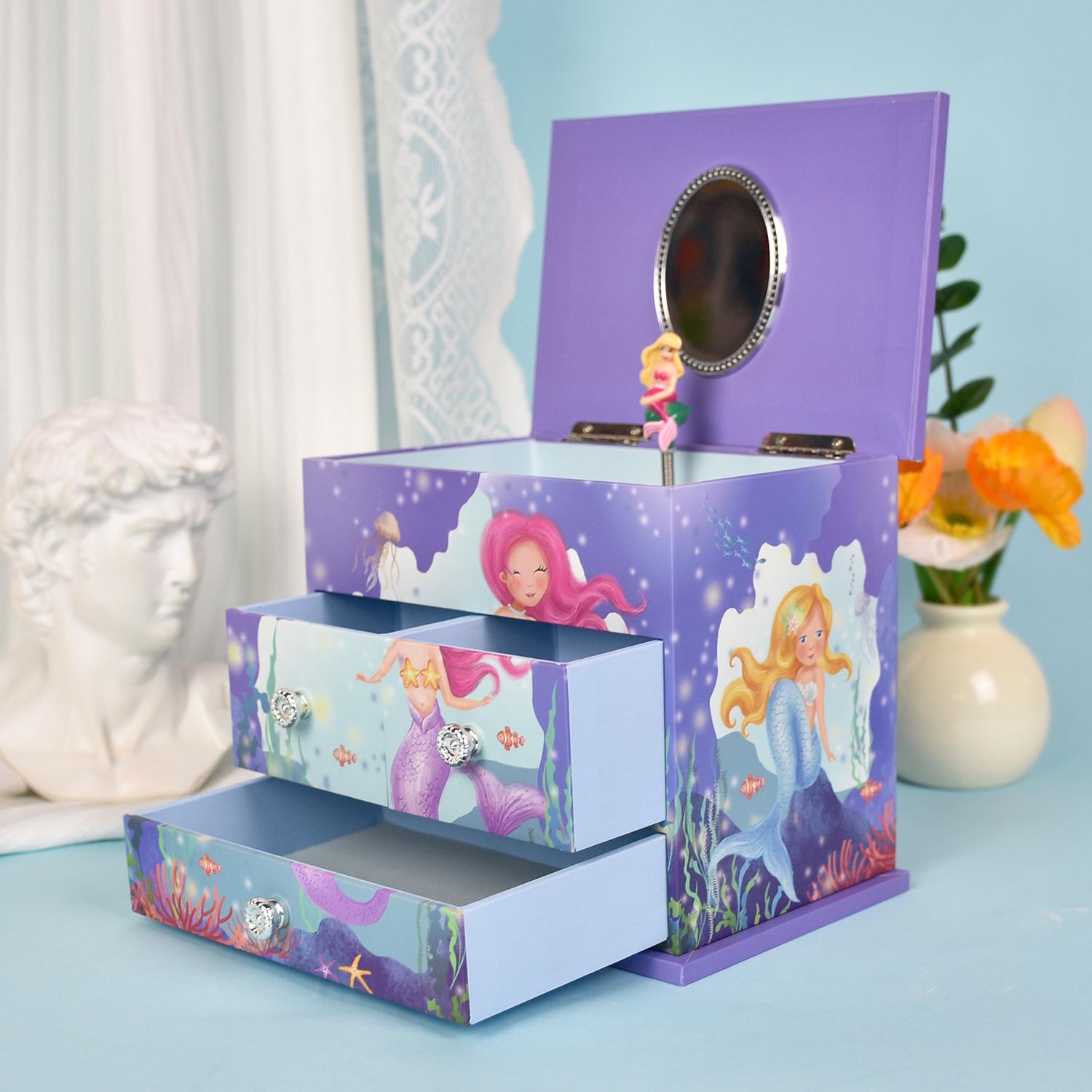 Qixi Festival Music Box: Hair Clip Storage, Makeup Mirror & Drawer