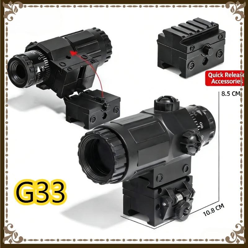 2026 G33/G34 Flip To Side Magnifier Optical Scope Universal 20-22mm Rail Mount Optical Accessory