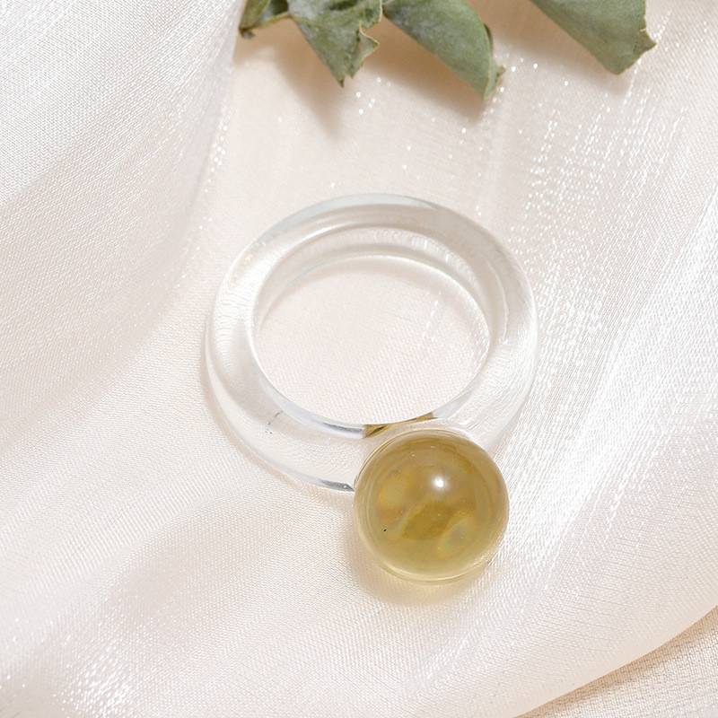 Round Rings Square Crystal Transparent Colorful Simple Geometric Resin Acrylic