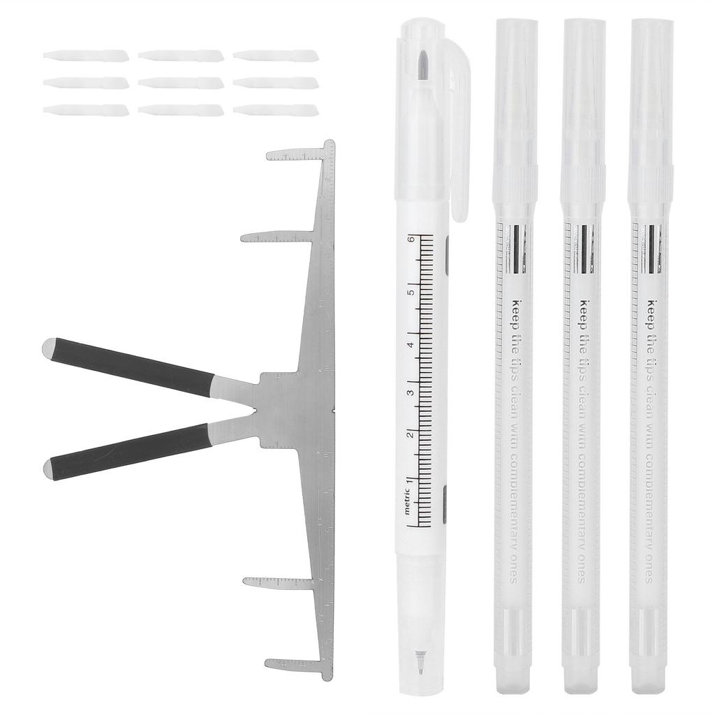 3Pcs Marker Erase Pen No Odor Safe Professional Durable Tattoo Tool with Replacement Head Ruler