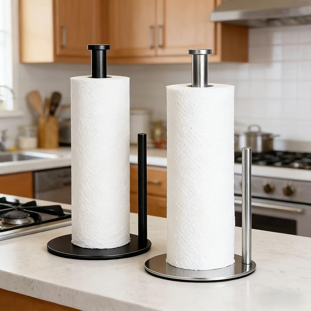 Popular kitchen paper towel holder Non-slip base roll paper holder Stainless steel vertical tissue holder Home Kitchen Storage Gadget