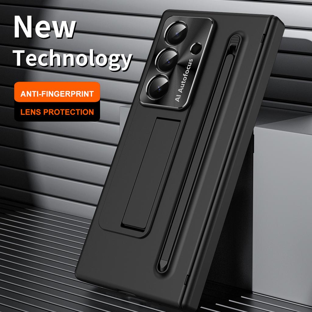 For Samsung Galaxy Z Fold 7 Case Hard With Stand Tempered Glass Film Protective Back Cover For Samsung Z Fold7 6 5 4 Phone Shell