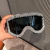 Rhinestone Ski Goggles for Women, Bling Oversized Snowboard Goggles, Fashion Snow Goggles for Winter Sports