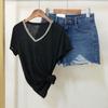 Mizqz V Neck ShorT sleeVe T shirT 3color