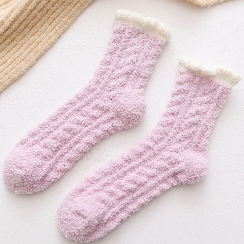 Women Woolen Socks New Autumn Winter Cute Thick Sleep Postpartum Socks Warm Home Floor Socks Coral Fleece Socks