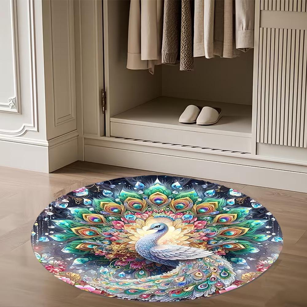 1pc Home Carpet Peacock Design Non-slip Rug for Office Decor and Living Room Gift Ideas