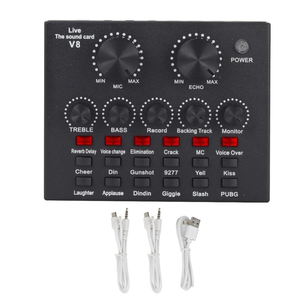 Studio Record V8 Sound Card Audio Mixer External Sound Card Convenient Mic Sound Card  PC Computer