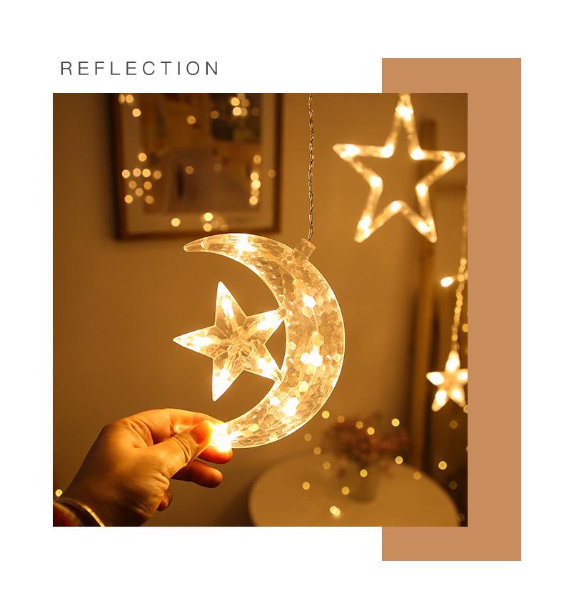 Remote-Control Star & Moon LED Curtain Lights - Colorful Decorative Lights for Christmas & Outdoor Festivities