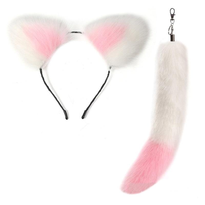 Fashionable Foxes Tail Key Pendant Decorative Cat Ear Hairband Hair Ornament Stylish Foxes Tail Keychain Accessory