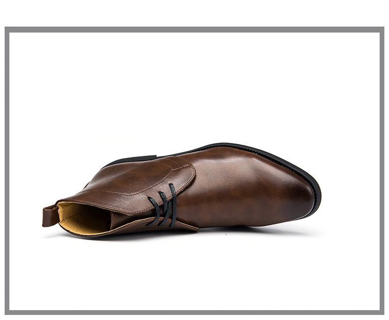 Herren Übergröße Kurzstiefel - Herbst/Winter Britischer Retro Martin Stil, High-Top Business Casual Lederstiefel.