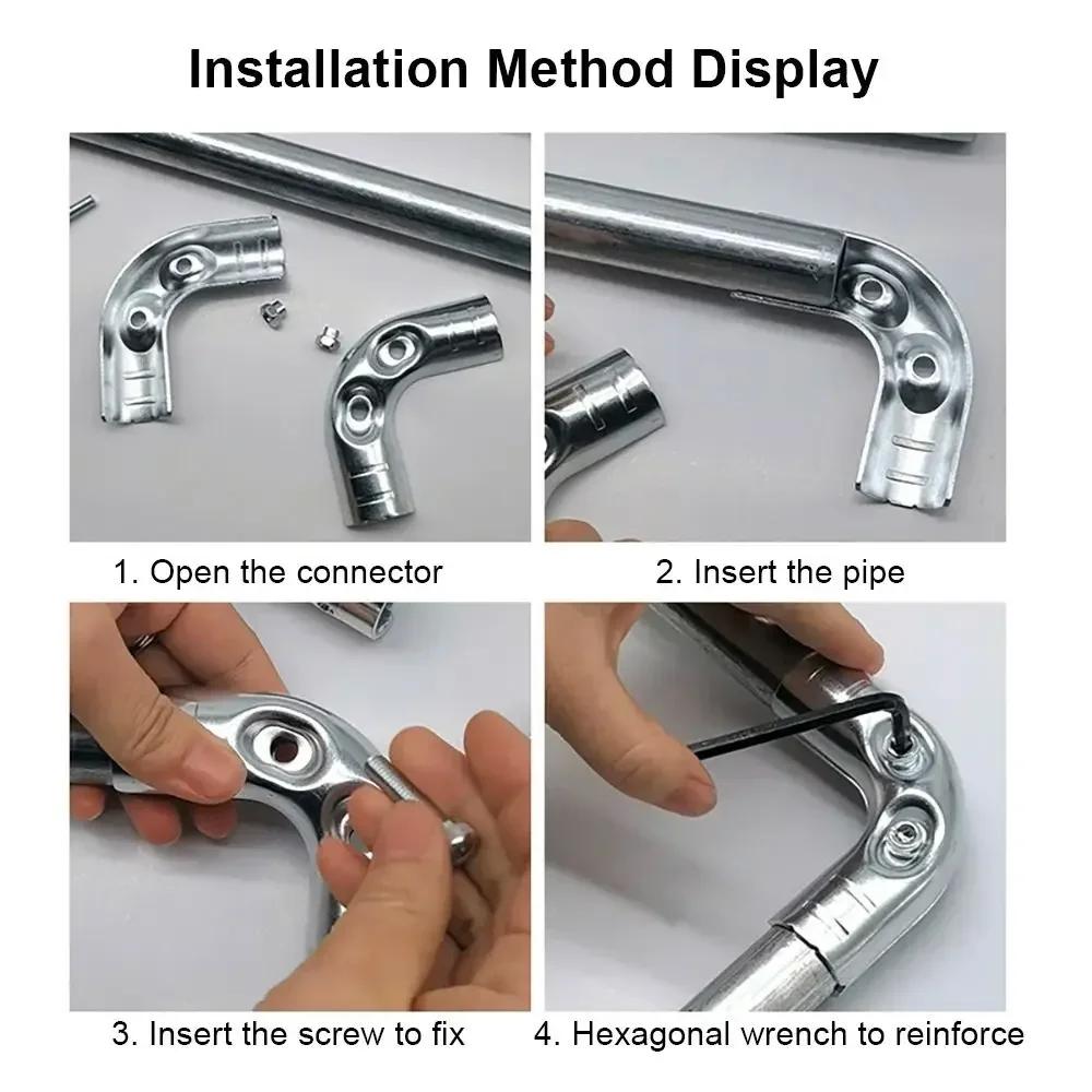 1Pcs Durable Carbon Steel Galvanized Pipe Joint Round 20/25/32mm Dia Rod Support Rack Tube Connector Furniture Hardware